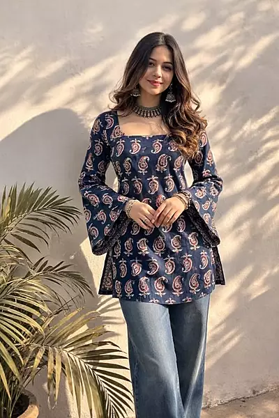 Women's Blue Short Kurta
