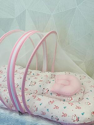Muslin Foldable Baby Net Bed – Soft Pink