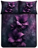 Purple Flowe 7D Digital Print Bedsheet Soft, Stylish & Premium Quality Bed Sheet King-225 x 250 CM)