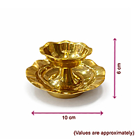 Brass Oil Diya with Plate | Traditional Golden Deepam with Base for Pooja Room & Temple