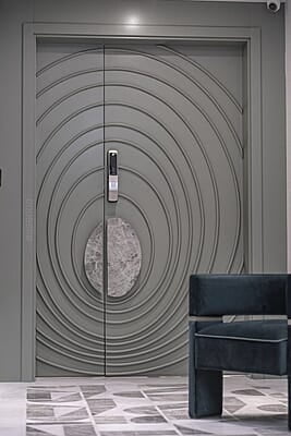 Elegant 3D HDHMR Double Door with Deco Paint in Modern Grey Elegant 3D HDHMR Double Door with Deco Paint in Modern Grey