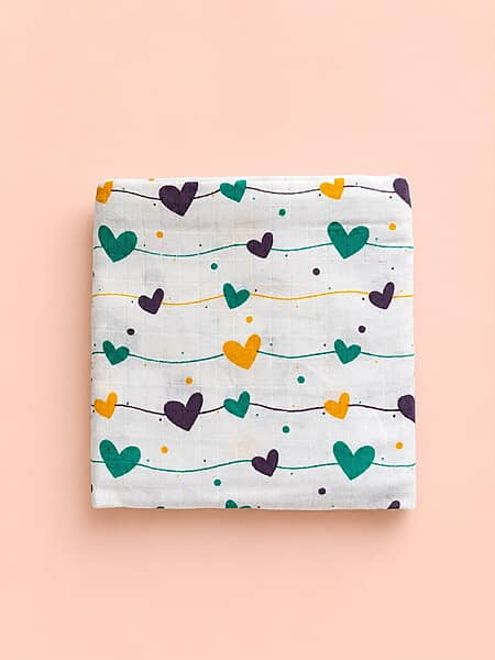 Organic Muslin Swaddle Wrap (100x100 cm) – Love Notes Organic Muslin Swaddle Wrap (100x100 cm) – Love Notes