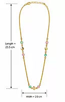 Gold-Tone Beaded Chain Necklace with Pastel Green and Pink Stones