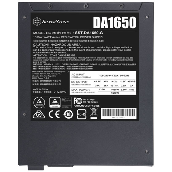 Silverstone Power Supply Fully Modular 80 Plus Gold ATX (DA1650 Gold)