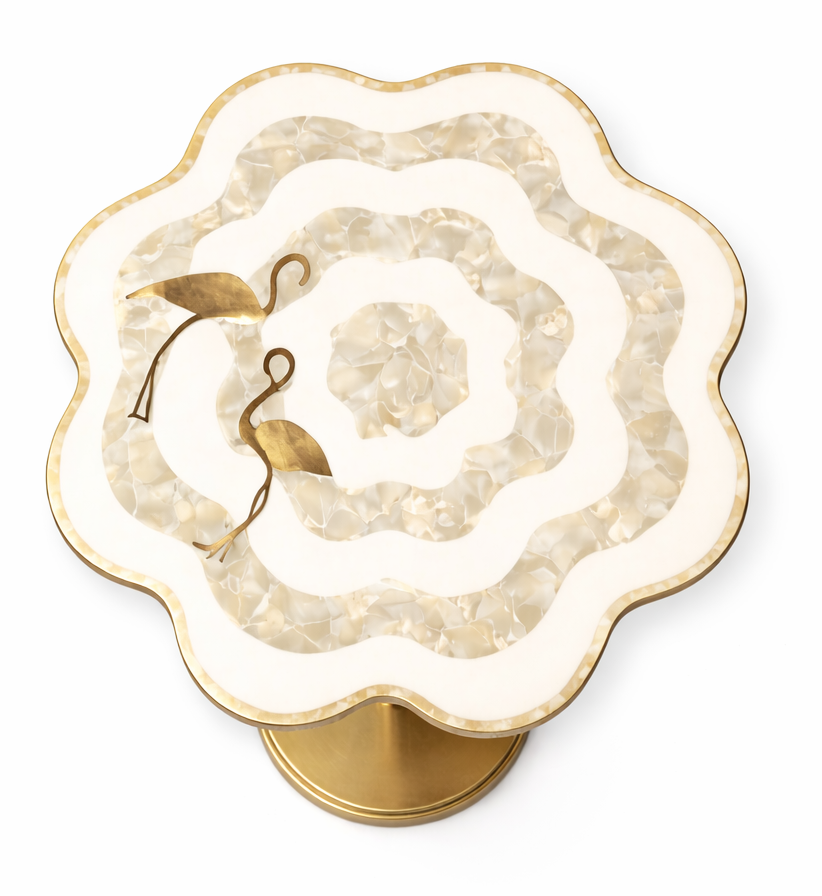 Carver Accent Peg Table Marble Inlay Top