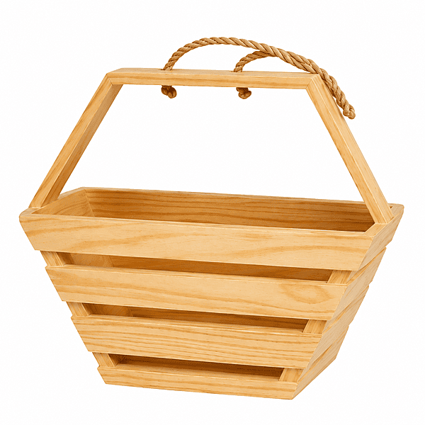 Wooden Rope Handle Basket