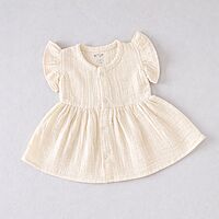Butter Cream Crinkled Muslin Frill Frock