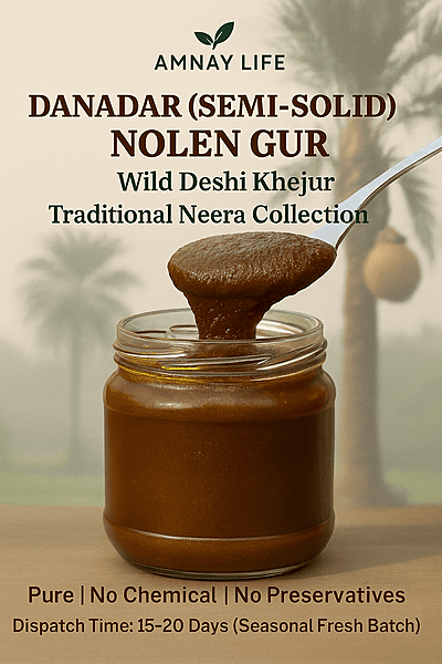 Date Palm (Khajur) Semi Solid Jaggery/Nolen Gur (100% Chemical Free, No Preservative)-Live Granules- 500 Gm glass zar packing