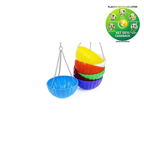 Danaka Hanging Pot with Chain| 7.5 Inch Plastic Hanging Planter | Indoor & Balcony Hanging Pot