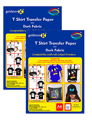 Tshirt Transfer Inkjet Photo Paper Dark Fabrics A4 x 10 Sheets (Make Custom T-Shirts at Home! As Simple as 1-2-3) (Dark) 2 PACKETS OF 5 SHEETS