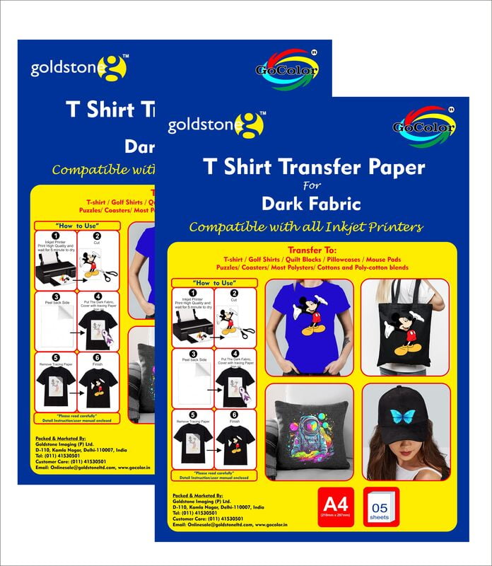 Tshirt Transfer Inkjet Photo Paper Dark Fabrics A4 x 10 Sheets (Make Custom T-Shirts at Home! As Simple as 1-2-3) (Dark) 2 PACKETS OF 5 SHEETS Tshirt Transfer Inkjet Photo Paper Dark Fabrics A4 x 10 Sheets (Make Custom T-Shirts at Home! As Simple as 1-2-3) (Dark) 2 PACKETS OF 5 SHEETS