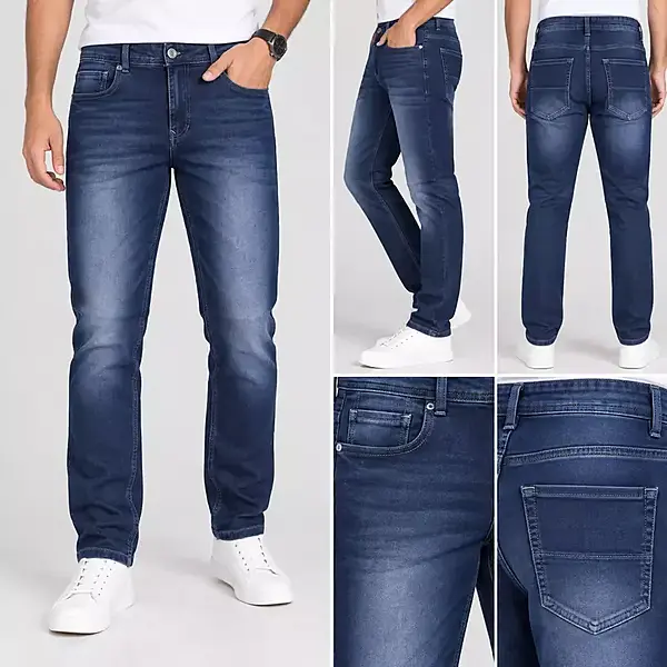 Men’s Dark Blue Washed Slim Fit Jeans