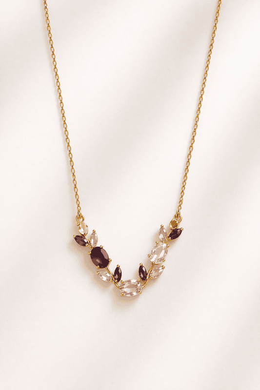 Gold Multicolour Stone Arc Necklace