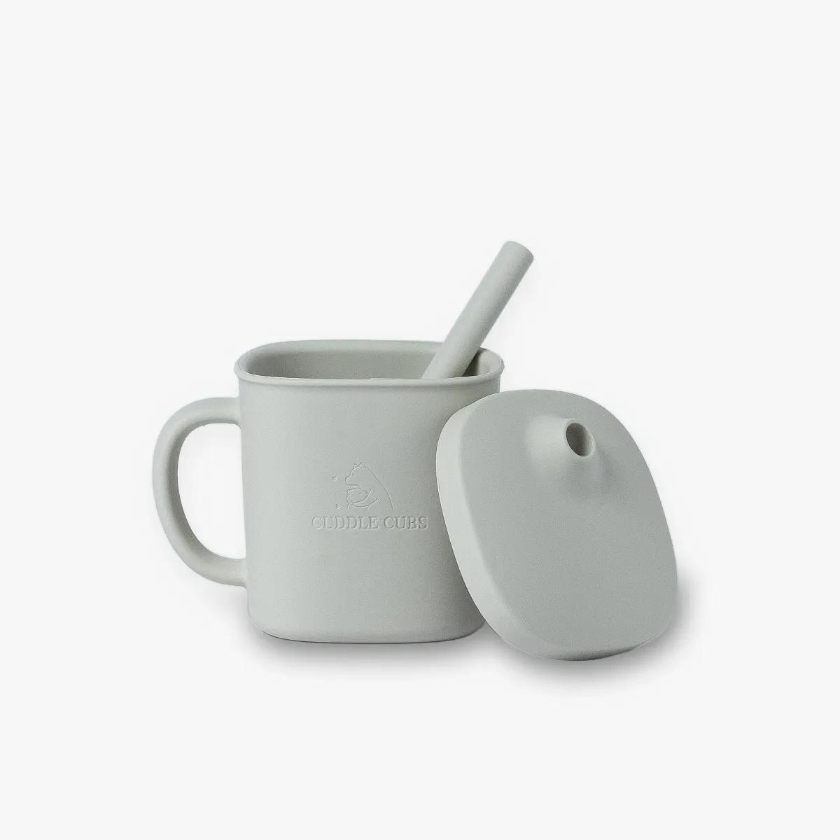 Cuddle Cubs BPA Free Baby Feeding Set - 7pc Silicone Meal kit - Grey