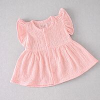 Peach Blossom Crinkled Muslin Frill Frock Peach Blossom Crinkled Muslin Frill Frock