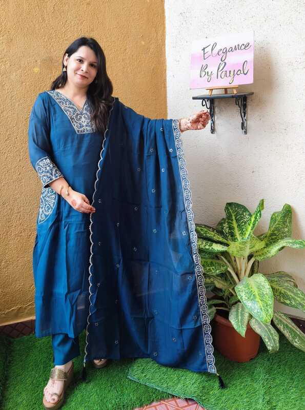 Silk Suit Set in Blue