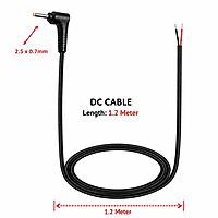 Champion DC (2.5x0.7)mm Male L- shape to Pigtail (Open ended) Cable - 1.2m Champion DC (2.5x0.7)mm Male L- shape to Pigtail (Open ended) Cable - 1.2m
