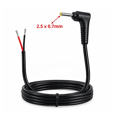Champion DC (2.5x0.7)mm Male L- shape to Pigtail (Open ended) Cable - 1.2m