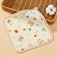 Muslin Crepe Wash cloth / Face towel - Colour Printed - Pack of 5 (Assorted)