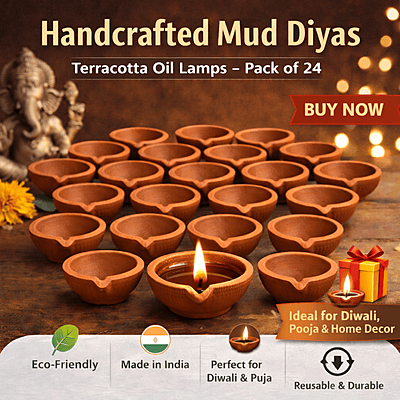 Mud Diya – Handcrafted Terracotta Oil Lamp (Pack of 24)
