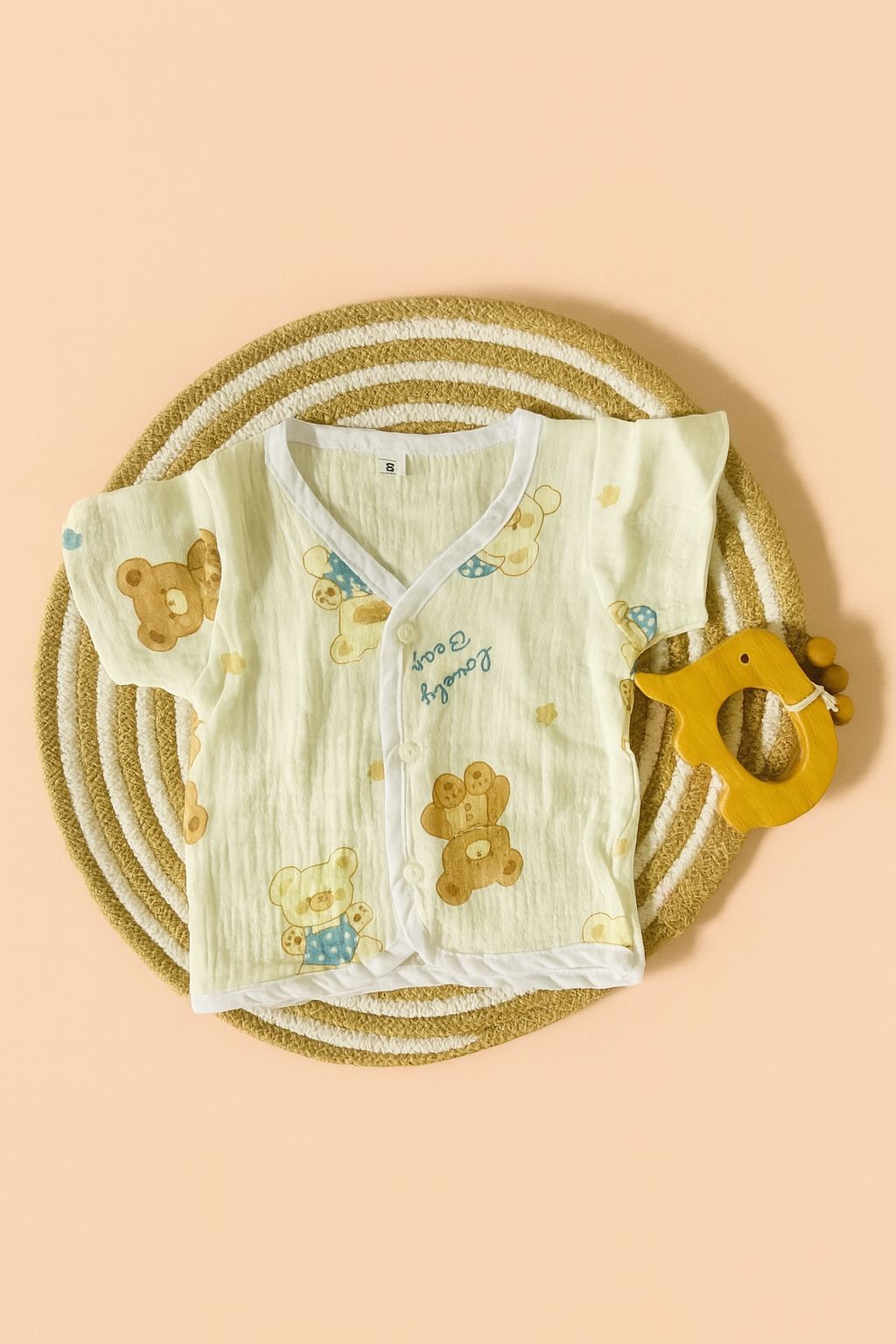 Premium Crinkled Muslin Cotton Jhabla (0–3 Months) – With Sleeves Premium Crinkled Muslin Cotton Jhabla (0–3 Months) – With Sleeves