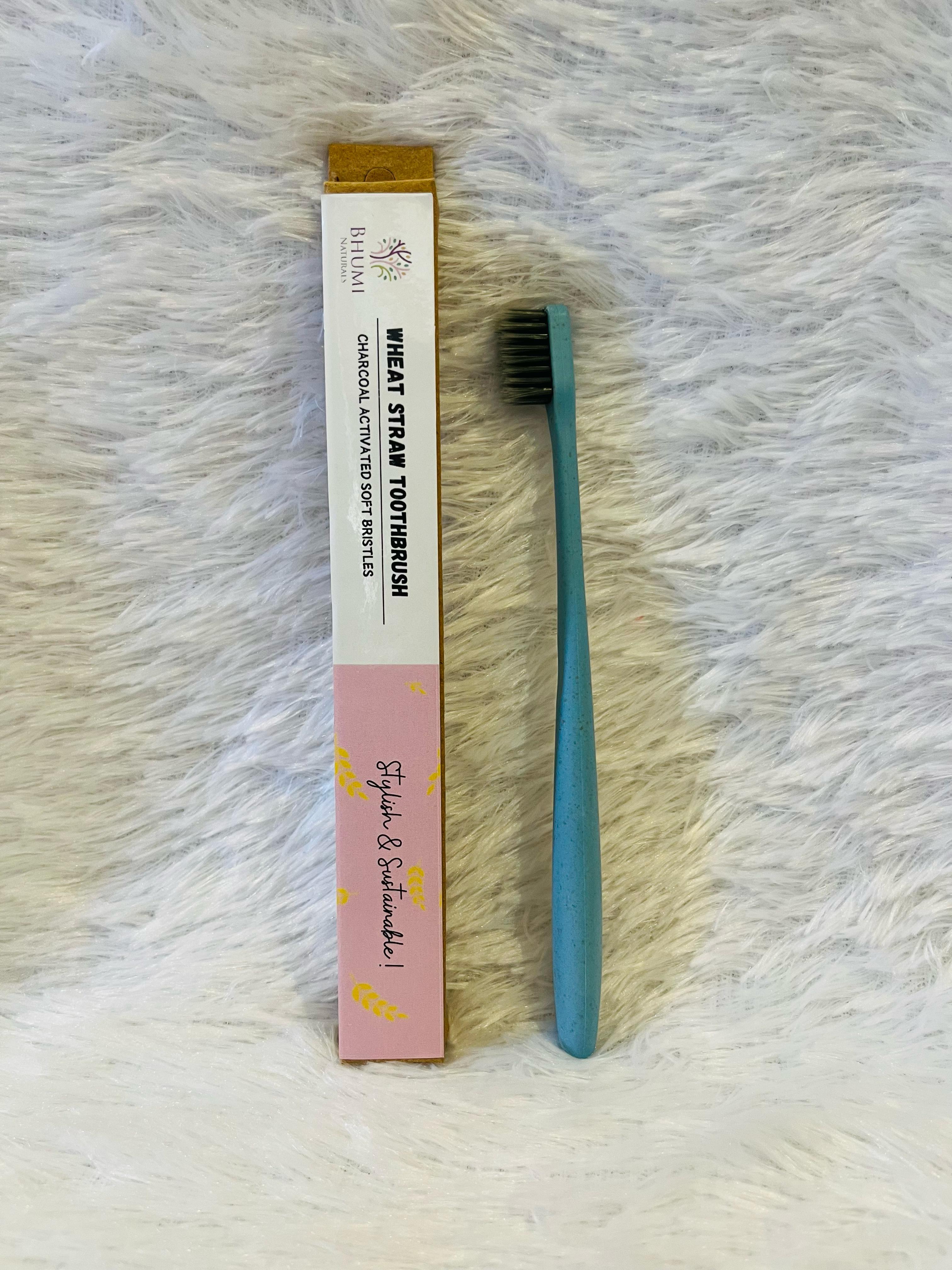 Wheat Straw Tooth Brush - Charcoal Bristles - Pack of 1