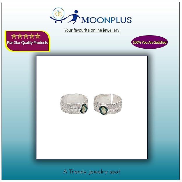 Silver Toe Ring, Metti with Enamel Green