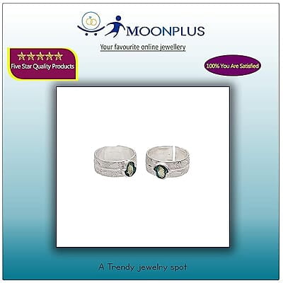 Silver Toe Ring, Metti with Enamel Green Silver Toe Ring, Metti with Enamel Green