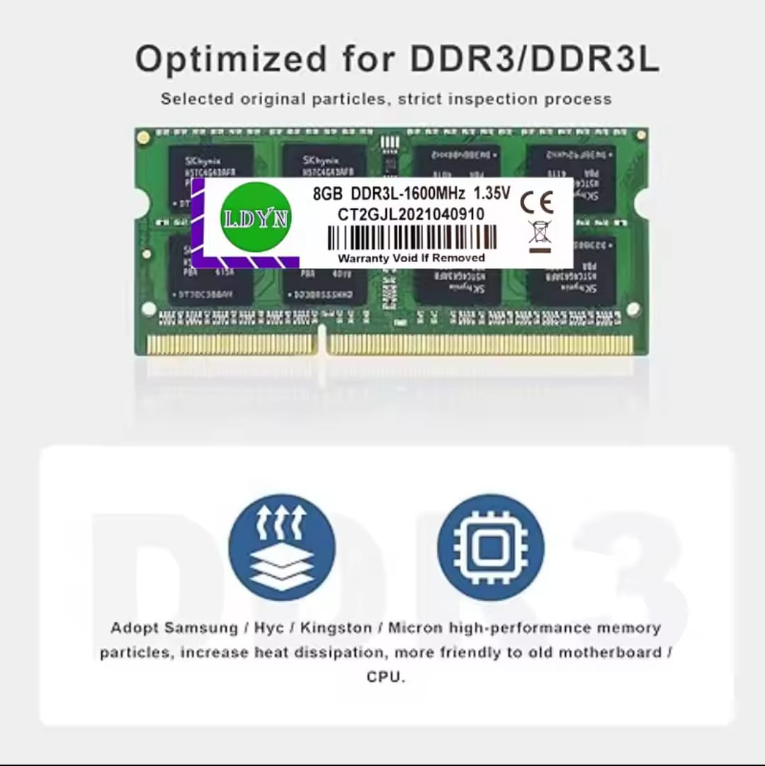 DDR3L SO-DIMM Laptop RAM – 1600MHz, 1.35V, Low Voltage Memory Module DDR3L SO-DIMM Laptop RAM – 1600MHz, 1.35V, Low Voltage Memory Module