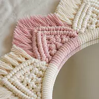Blush & Ivory Macrame Lotus Wall Mirror