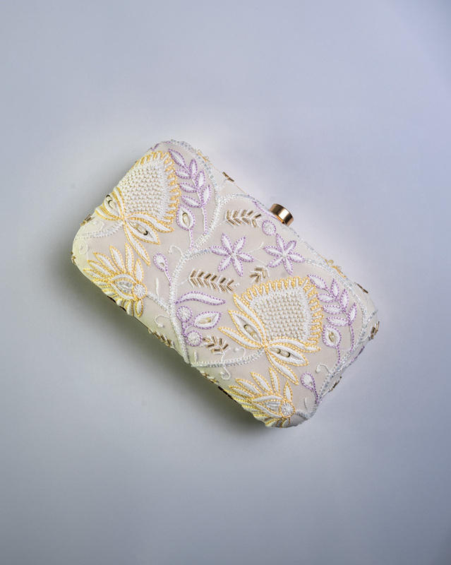 Delicate Floral Chikankari Sling Bag – Handmade Lucknow Purse