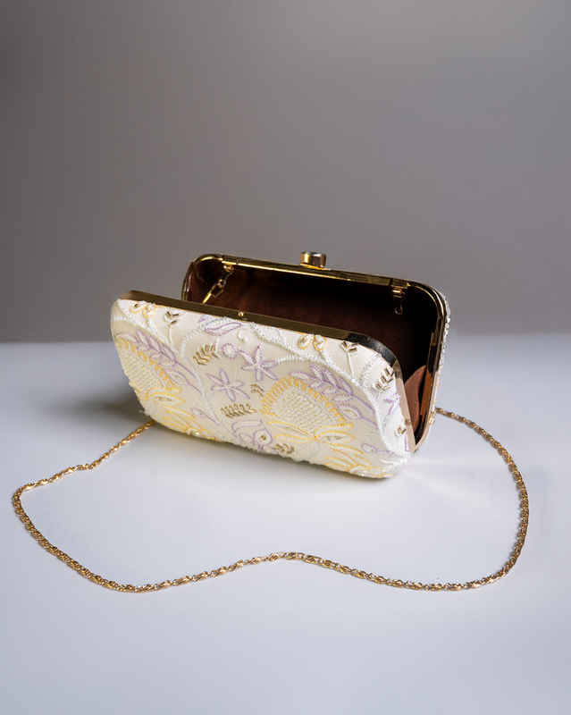 Delicate Floral Chikankari Sling Bag – Handmade Lucknow Purse