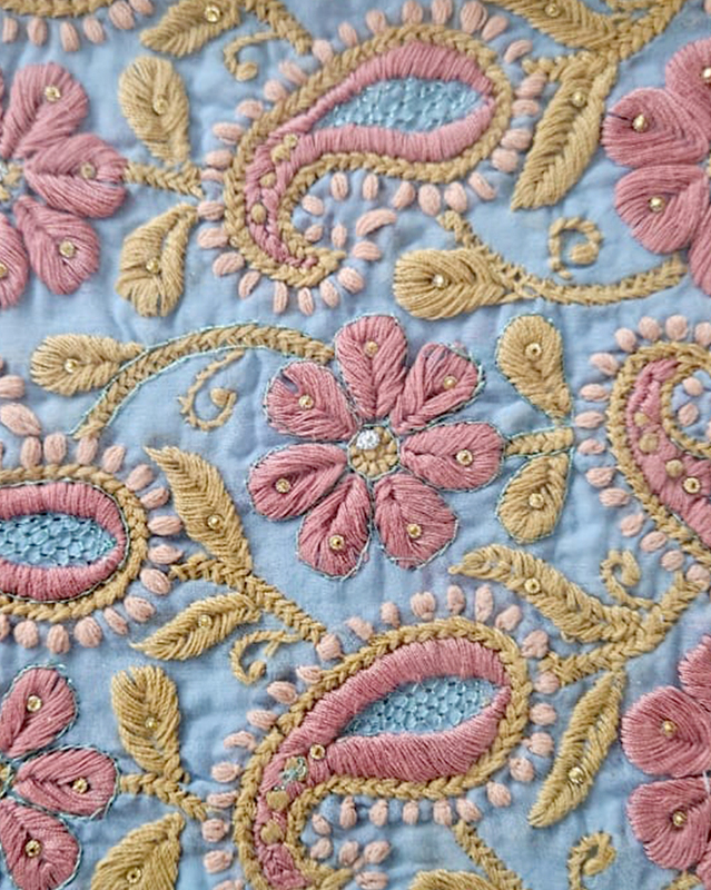 Delicate Floral Chikankari Tray