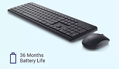 Dell USB Wireless Keyboard and Mouse Set- KM3322W, Anti-Fade & Spill-Resistant Keys, up to 36 Month Battery Life, 3Y Advance Exchange Warranty