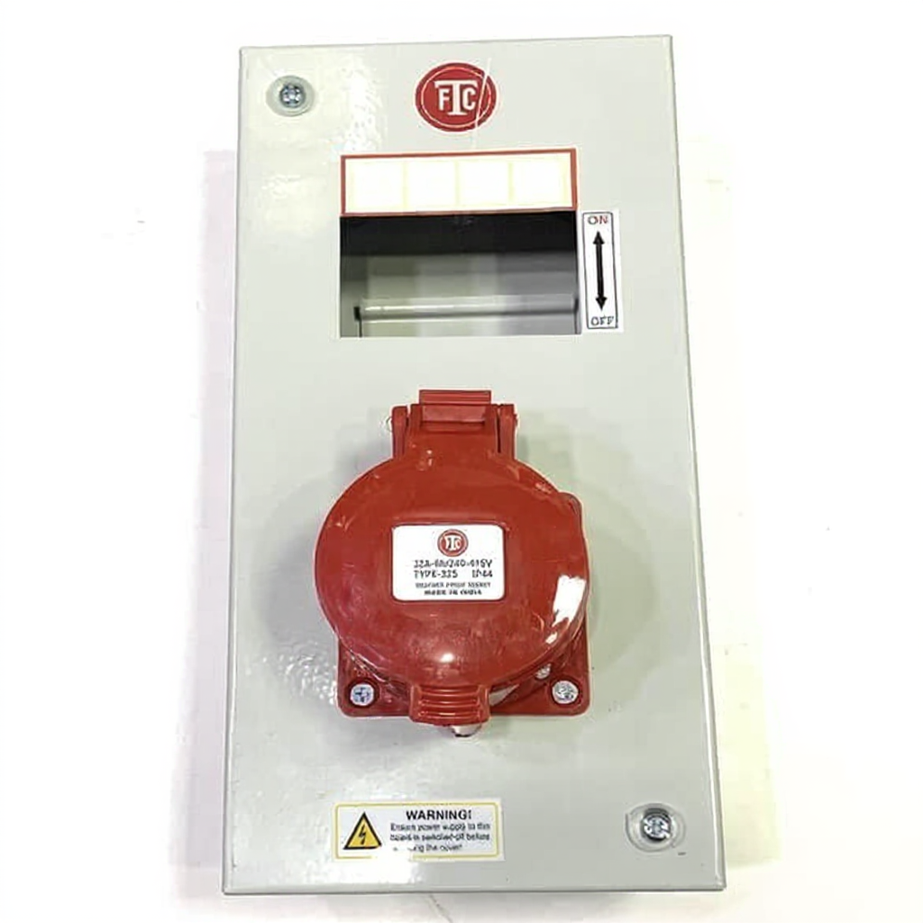 5 Pin/32A Industrial Plug & Socket steel sheet enclosures(without MCB) with plug and socket