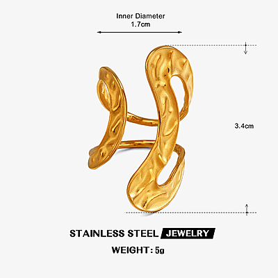 Aurelith 18K Gold-Plated Sculptural Open Ring