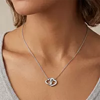 Intertwined Double Heart Pendant Necklace in Silver Tone