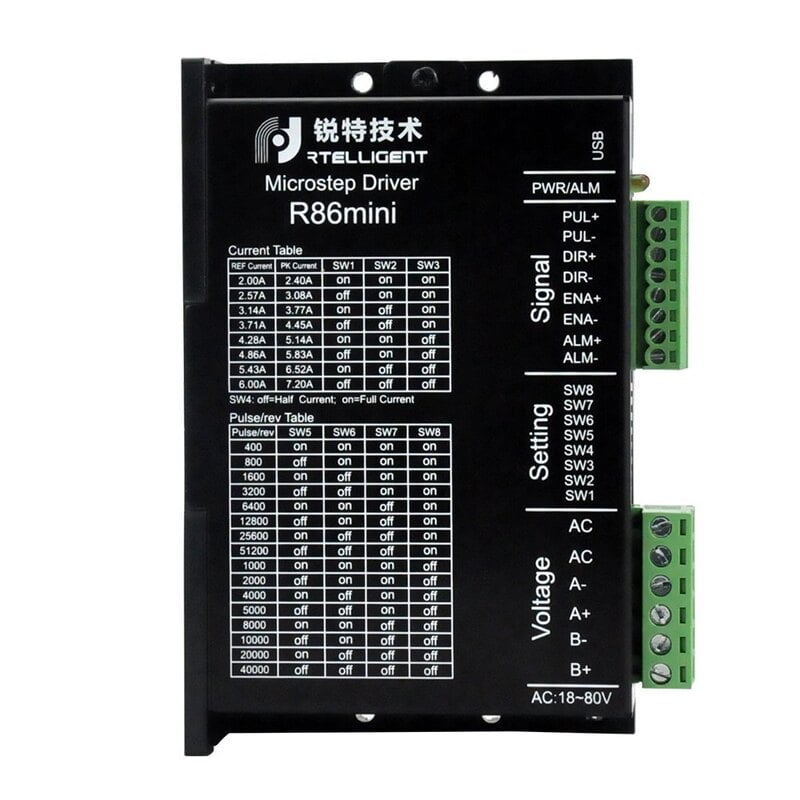 Rtelligent R86 Mini Stepper Driver  18-80 Vdc