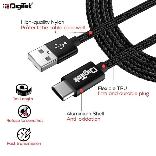 Digitek Charge Type C USB Cable (DC 1M C NBBLK)
