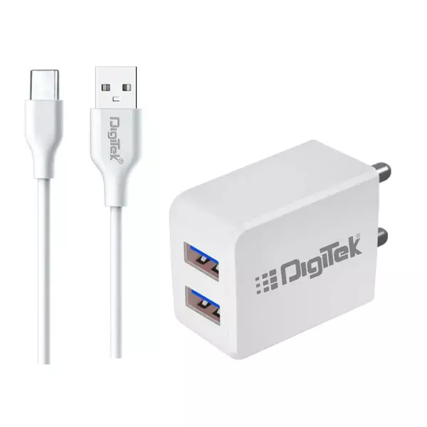 Digitek Dual Port USB Travel Charger 5V/3.1A Wall Charger (DMC-101 Type-C) Digitek Dual Port USB Travel Charger 5V/3.1A Wall Charger (DMC-101 Type-C)