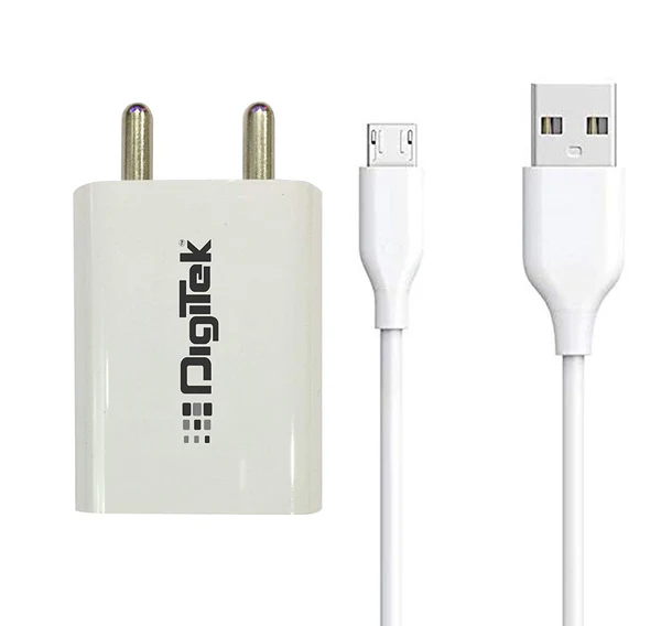 Digitek Smart Fast Charger DMC-026 MU (2.4A Dual USB Adapter with Micro USB Data Cable - White)