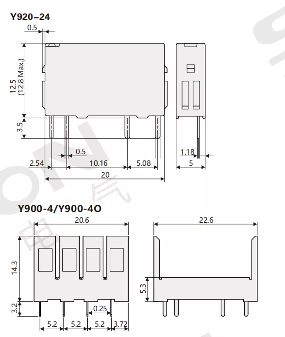 SiRON Y920/Y900 Series Miniature Signal Relay/socket