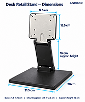 Andbox Desk Retail Stand – Foldable Countertop Monitor & Touch Display Stand for Kiosk & POS Andbox Desk Retail Stand – Foldable Countertop Monitor & Touch Display Stand for Kiosk & POS
