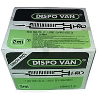 HMD Dispo Van Syringe 2ml 24G x 1 Inch Needle | Sterile Disposable Syringe | Box of 100