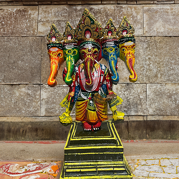 Divine Panchmukhi Ganesha Wooden Statue