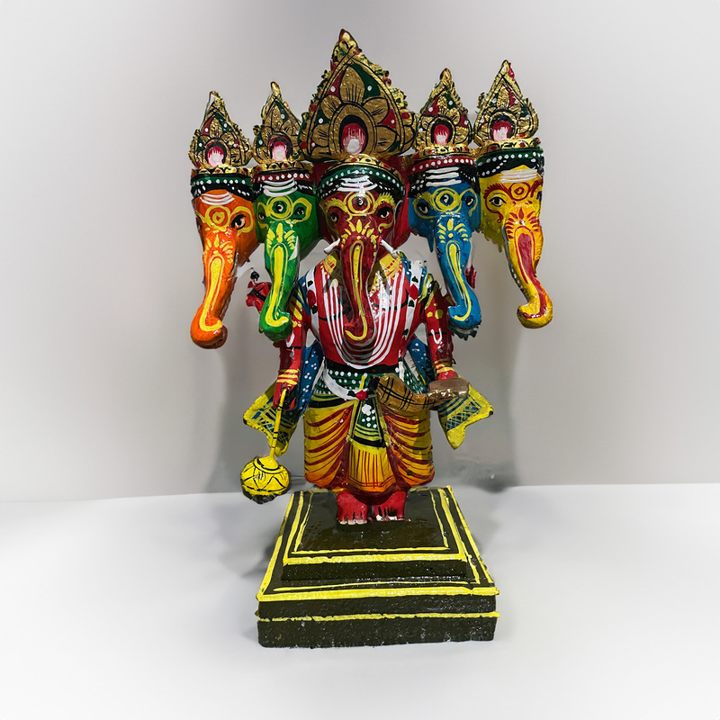 Divine Panchmukhi Ganesha Wooden Statue