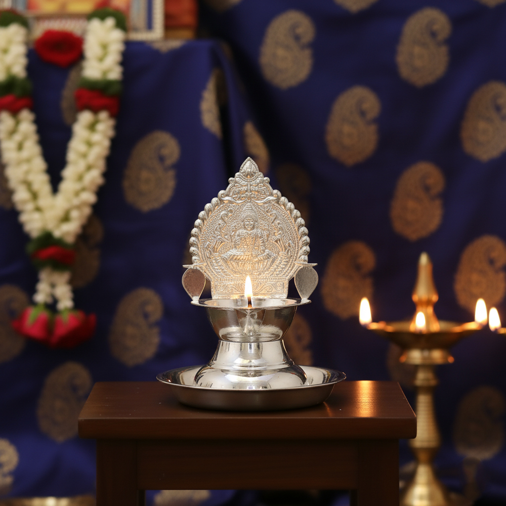 Silver Kamakshi Diya (38 grams)