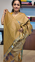 NK small checks semi tussar Mustard- K