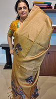 NK small checks semi tussar Mustard- K