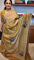NK small checks semi tussar Mustard- K